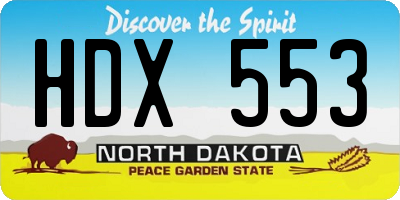 ND license plate HDX553