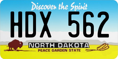 ND license plate HDX562