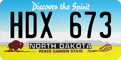 ND license plate HDX673