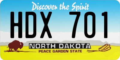 ND license plate HDX701