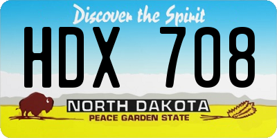 ND license plate HDX708