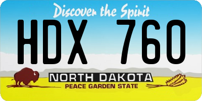 ND license plate HDX760