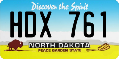 ND license plate HDX761