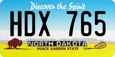 ND license plate HDX765