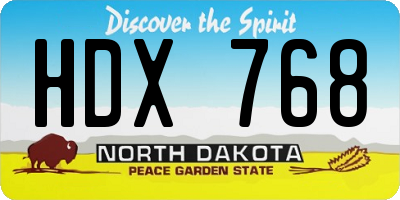 ND license plate HDX768
