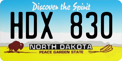 ND license plate HDX830
