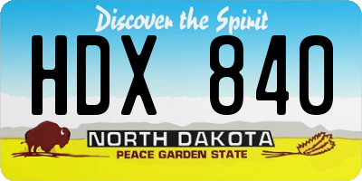 ND license plate HDX840