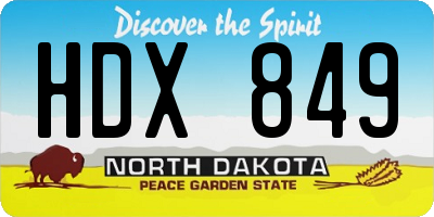ND license plate HDX849