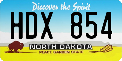ND license plate HDX854