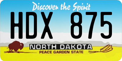 ND license plate HDX875