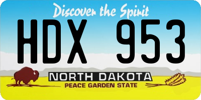 ND license plate HDX953
