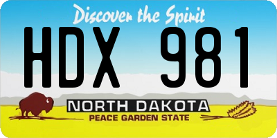 ND license plate HDX981