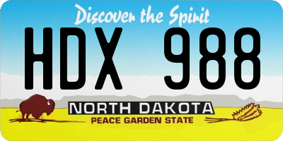 ND license plate HDX988