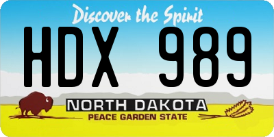 ND license plate HDX989