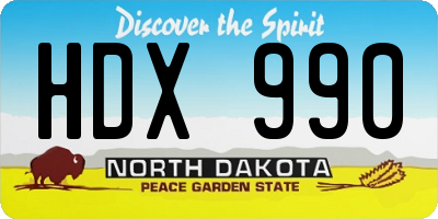 ND license plate HDX990