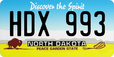 ND license plate HDX993