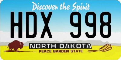 ND license plate HDX998