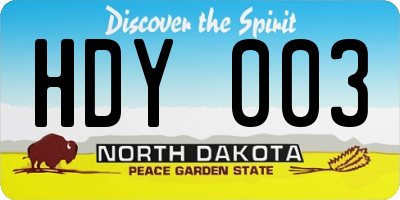 ND license plate HDY003