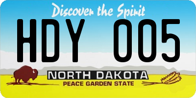 ND license plate HDY005