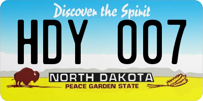 ND license plate HDY007