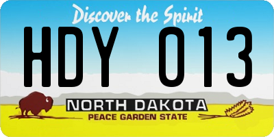 ND license plate HDY013