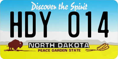 ND license plate HDY014