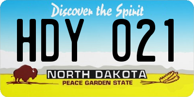 ND license plate HDY021
