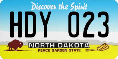 ND license plate HDY023