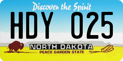 ND license plate HDY025