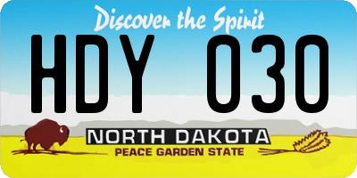 ND license plate HDY030