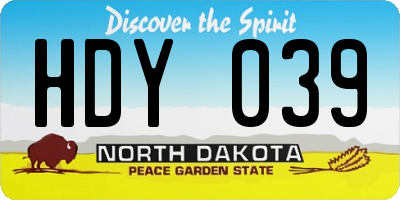 ND license plate HDY039