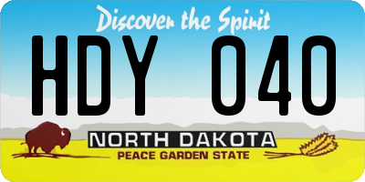 ND license plate HDY040