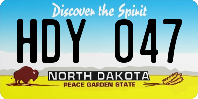 ND license plate HDY047