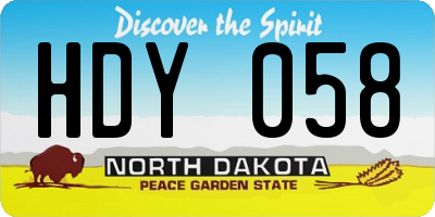 ND license plate HDY058