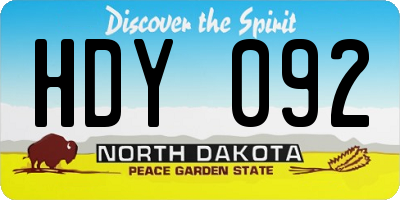 ND license plate HDY092