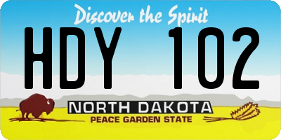 ND license plate HDY102