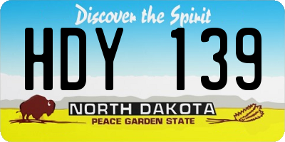 ND license plate HDY139
