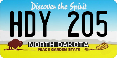 ND license plate HDY205