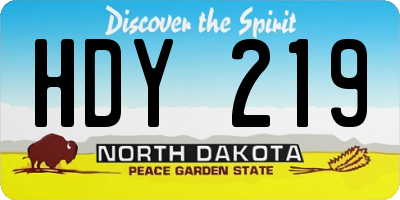 ND license plate HDY219