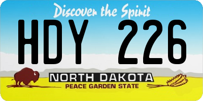 ND license plate HDY226