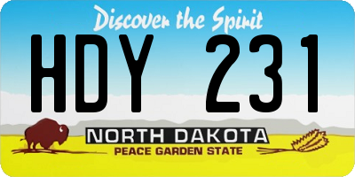 ND license plate HDY231