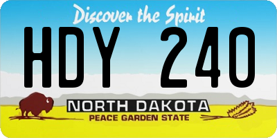 ND license plate HDY240