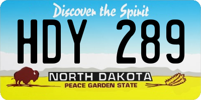 ND license plate HDY289