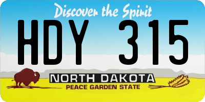 ND license plate HDY315