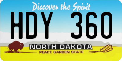 ND license plate HDY360