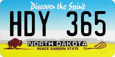 ND license plate HDY365
