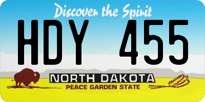 ND license plate HDY455