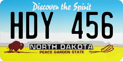 ND license plate HDY456