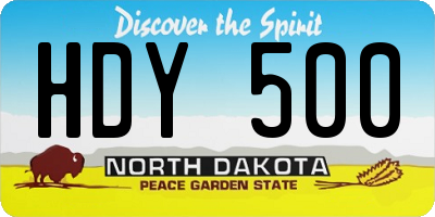ND license plate HDY500