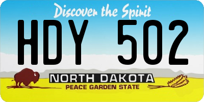 ND license plate HDY502